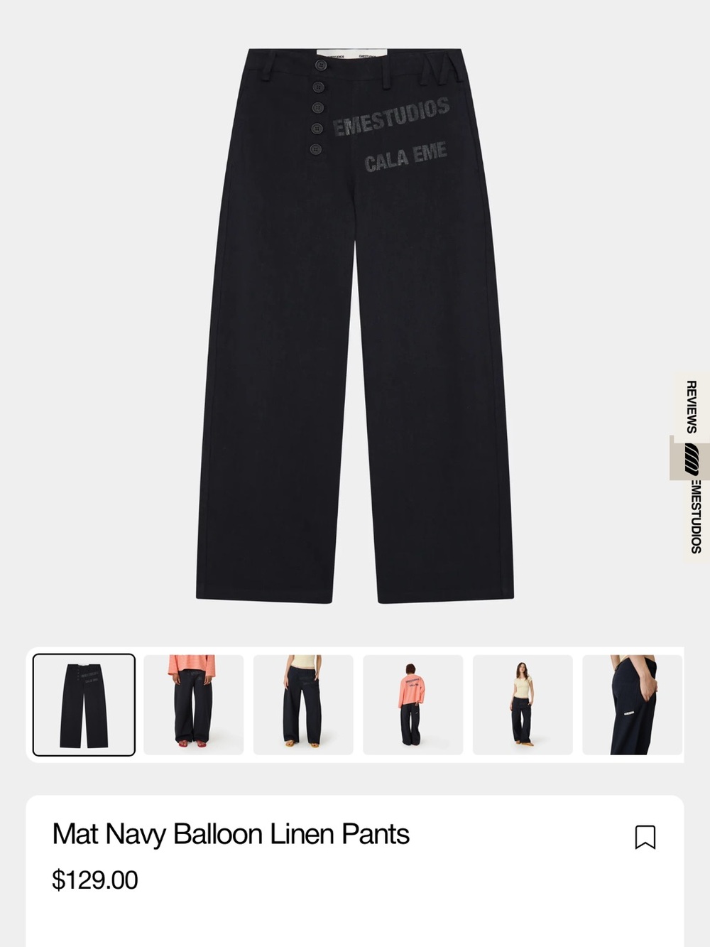 Mat Navy Balloon-Leg Linen Trousers pants